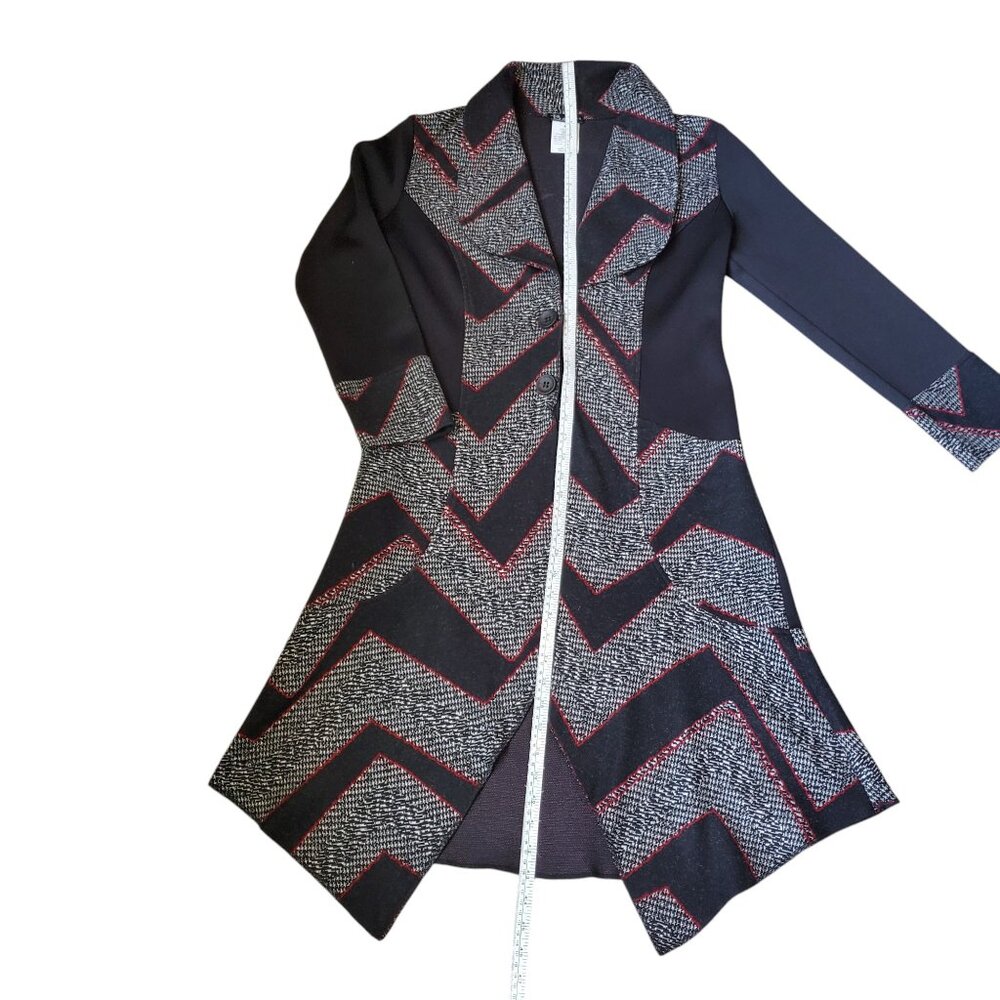 Mid-length Unique Blazer/Jacket in Black/Red/White Size Medium - Picture 10 of 11